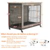 Dog Crate Heavy Duty Wooden Kennel with Double Doors & Flip-Top for Large Dogs, Furniture Style Dog Crate End Table with Wheels