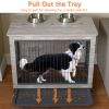 Dog Crate Heavy Duty Wooden Kennel with Double Doors & Flip-Top for Large Dogs, Furniture Style Dog Crate End Table with Wheels