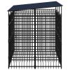 Dog Kennel with Roof Steel 59.5 FT