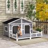 Dog House- Gray, White, Small to Medium Sized Dogs