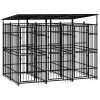 Dog Kennel with Roof Steel 59.5 FT