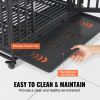 Dog Crate, Indestructible Dog Crate, 3-Door Heavy Duty Dog Kennel for Medium to Large Dogs with Lockable Wheels