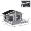Dog House- Gray, White, Small to Medium Sized Dogs