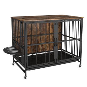 Dog Crate Furniture-Style w/ Removable Tray (Option 1: Brown)