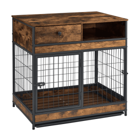Dog Crate, Double Door, Furniture-Style, Rustic Brown (Option 1: Brown)