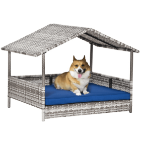Dog House Outdoors With Canopy Waterproof Mat Is Suitable for Small And Medium Sized Dogs (Option 1: Rattan Dog House)