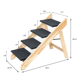 Dog Stairs and Ramps Wooden Foldable 4-storey (Option 1: Acacia wood)