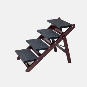 Wooden Dog Stairs Steps - Foldable 4 Levels Pet Stairs & Ramp Perfect For Beds And Cars - Portable Dog Cat Ladder Up To 110 Pounds (Option 1: Default)