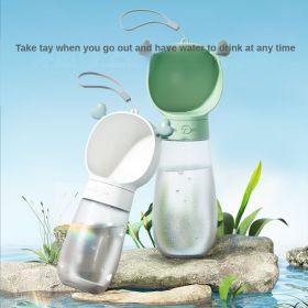 Dog Water Bottle,2 In 1 Dog Water Bottle Dispenser With Food Container (Color: Green, size: 350ML)