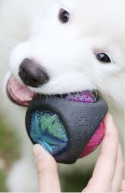 Dog Chew Toy Rubber Bouncing Toy Light up Ball Squeaky Toy, Bite Resistant Irregular Shape Toy (Design: round)