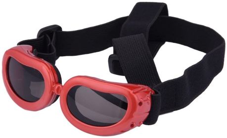 Dog Goggles UV Protection Glasses Waterproof Windproof Anti-Fog Eye Protection (Color: Red)