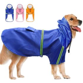 Dog Raincoat Leisure Lightweight Reflective with Hood for Small Medium Large Dogs (Color: Blue)