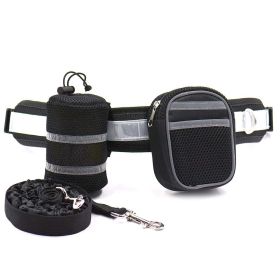 Dog Leash Set Comfortable Handle Strong Highly Reflective Threads for Medium and Large Dogs (Color: Black)
