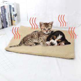 Dog Mat; Non-Electric Pet Warming Pad; Self Warming (Color: Beige, size: 60*45cm/23.6*17.7in)