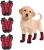 Dog Socks Chrismas Anti-Slip Waterproof Paw Protectors Reflective Traction Control for Indoor & Outdoor; 4pcs