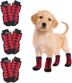 Dog Socks Chrismas Anti-Slip Waterproof Paw Protectors Reflective Traction Control for Indoor & Outdoor; 4pcs (colour: Yellow dog claw, size: M(4 packs only))