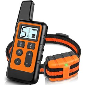 Dog Training Collar; Waterproof Shock Collars Range 1640 ft; 3 Training Modes (Color: Orange)