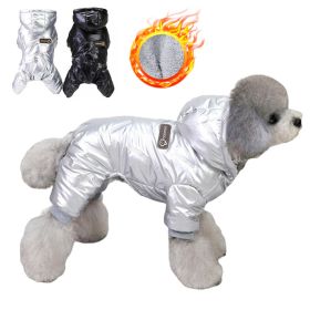 Dog Jumpsuit Winter Waterproof for Small Dogs (Color: Silver, size: XL)