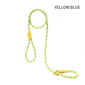 Dog Leash and Collar Strap Heavy Duty Belt Large Dog Training Harness Hands-Free Leash (Color: Yellow Blue, size: 1.8x1)