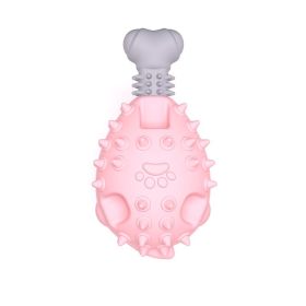 Dog Chew Toys Indestructible Durable Squeaky Teeth Grinder For Aggressive Chewers (Color: Pink)