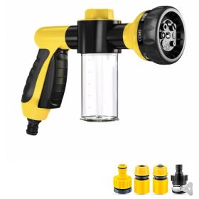 Dog Wash Outdoor, High-Pressure Shower Sprayer Brush and Grooming Comb (Color: Yellow with four Heads)