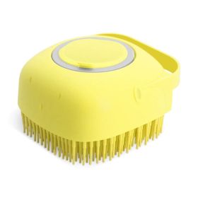 Dog Shampoo Massager Brush Comb Grooming Scrubber Shower Brush For Bathing Short Hair Soft Silicone Brushes (Color: Yellow)