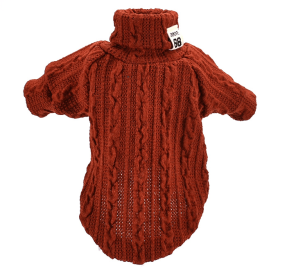 Dog Turtleneck Knitted Sweater Winter (Color: Orange, size: L)