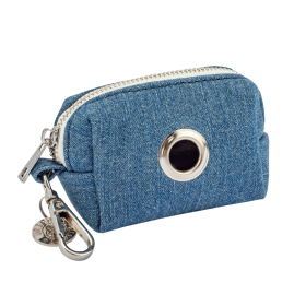 Dog Waste Bag Holder -Beige Plaid (Color: Dark Denim)
