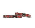 Dog Collar Adjustable - Quick Release Metal Alloy - Red Plaid