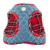 Dog Harness Step-In Denim - Red Plaid