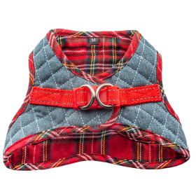 Dog Harness Step-In Denim - Red Plaid (Color: Red Plaid, size: XL)