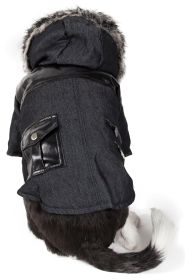Dog Coat Ruff-Choppered Denim Wool (size: small)