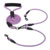 Dog Leash Double No-Tangle Reflective w/ Swivel Coupler Padded Handle