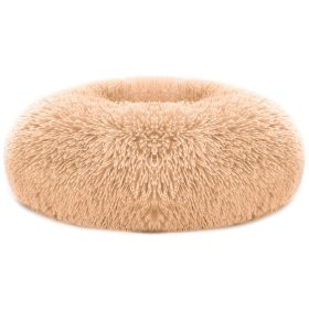 Dog Bed Soft Warm Fleece Puppy Cat Bed Dog Cozy Nest Sofa Bed Cushion L Size (Color: Brown, size: L)
