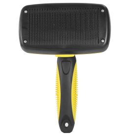 Dogs Grooming Shedding Tools Self Cleaning Slicker Brush (Color: Yellow)