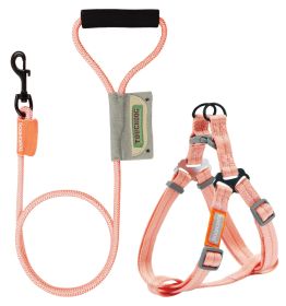 Dog Harness and Leash Touchdog 'Macaron' 2-in-1 Durable Nylon (Color: Pink, size: medium)