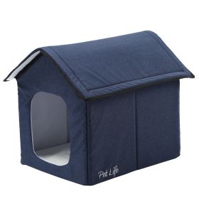 Dog House Pet Life "Hush Puppy" Electronic Heating and Cooling Smart Collapsible (Color: Navy, size: large)