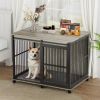 Dog Crate Sliding Iron Door with Mat, Furniture-Style (Rustic Brown, 43.7'' W x 30'' D x 33.7'' H)