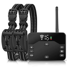 Dog Fence Wireless Electric Waterproof Boundary Containment System Electric Training Collar for Small Medium Large Dogs (Type: Fence with 2 Collar, Color: Black)
