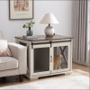 Farmhouse Dog Crate Furniture with Sliding Barn Door