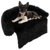 Dog Couch Bed Black Plush Calming with Anti-Slip Bottom
