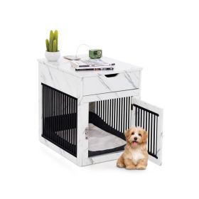 Dog House with Drawer and Wired Wireless Charging Station (Color: White)