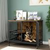 Dog Kennel room up to 80 LB, Furniture-style with Multi-Purpose Removable Tray, Double-Door, Lift Panel, 360 Degree Rotation