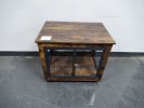 Dog Crate Side Table w/ Wheels Double Doors and Lift Top