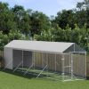 Outdoor Dog Kennel with Roof Silver 6.6'x32.8'x8.2' Galvanized Steel