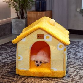 Dog House Soft Foldable Portable (Option 1: Yellow omelette, Option 2: Small)