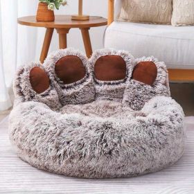 Dog Bed Bear Paw (Color: Brown, size: S-21.65*21.65*14.96inch)