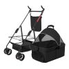 Dog Stroller Foldable Carrier Jogger  Stroller with Removable Liner Storage Basket
