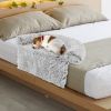 Dog Couch Bed Gray Plush Calming Bed with Anti-Slip Bottom