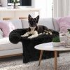 Dog Couch Bed Black Plush Calming with Anti-Slip Bottom